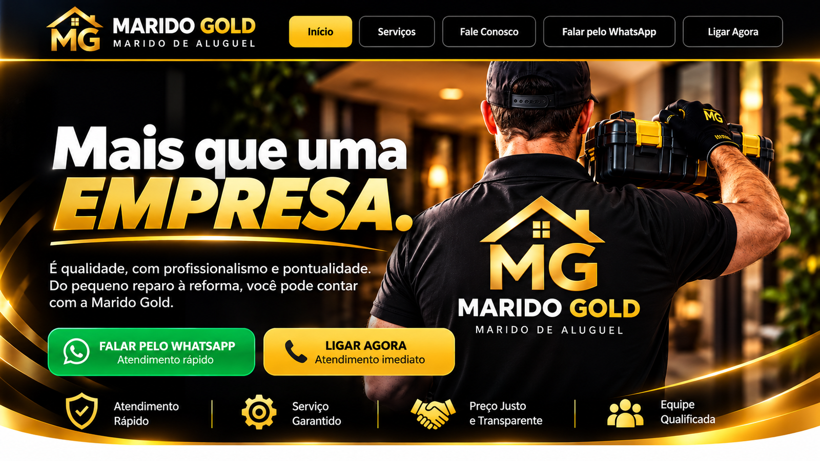 Marido Gold — Mais que uma empresa. Qualidade e profissionalismo, atendimento rápido, serviço garantido, preço justo e equipe qualificada.